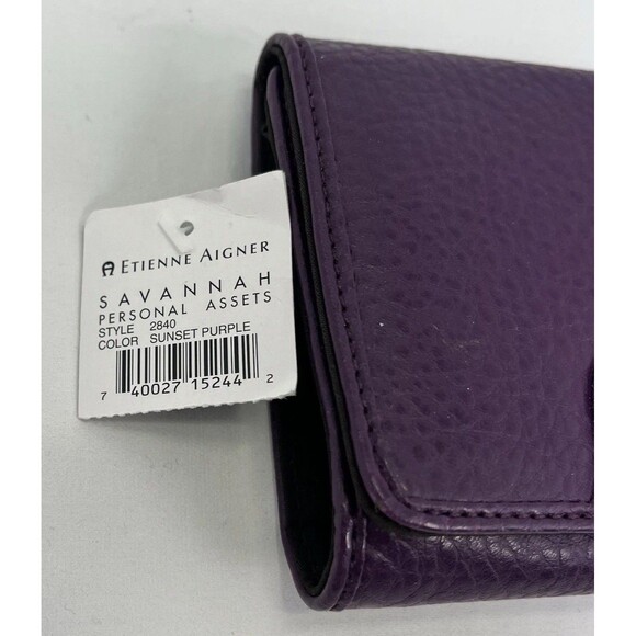 Etienne Aigner Savannah Personal Asset Sunset Purple Leather Wallet NWT Rare Vtg - Picture 2 of 16